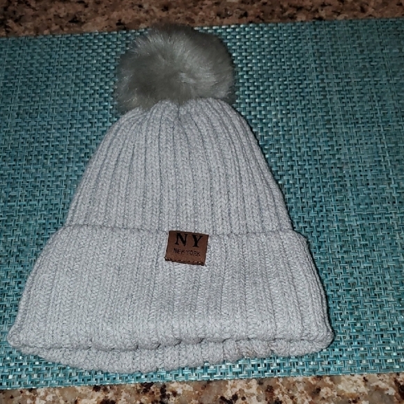 Kids Grey Pom-Pom Beanie - Picture 3 of 8